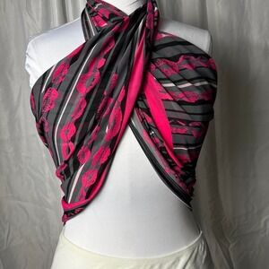 💋 Kirna Zabête Lips Print Scarf Y2K Designer Wrap Shawl 46" x 46"